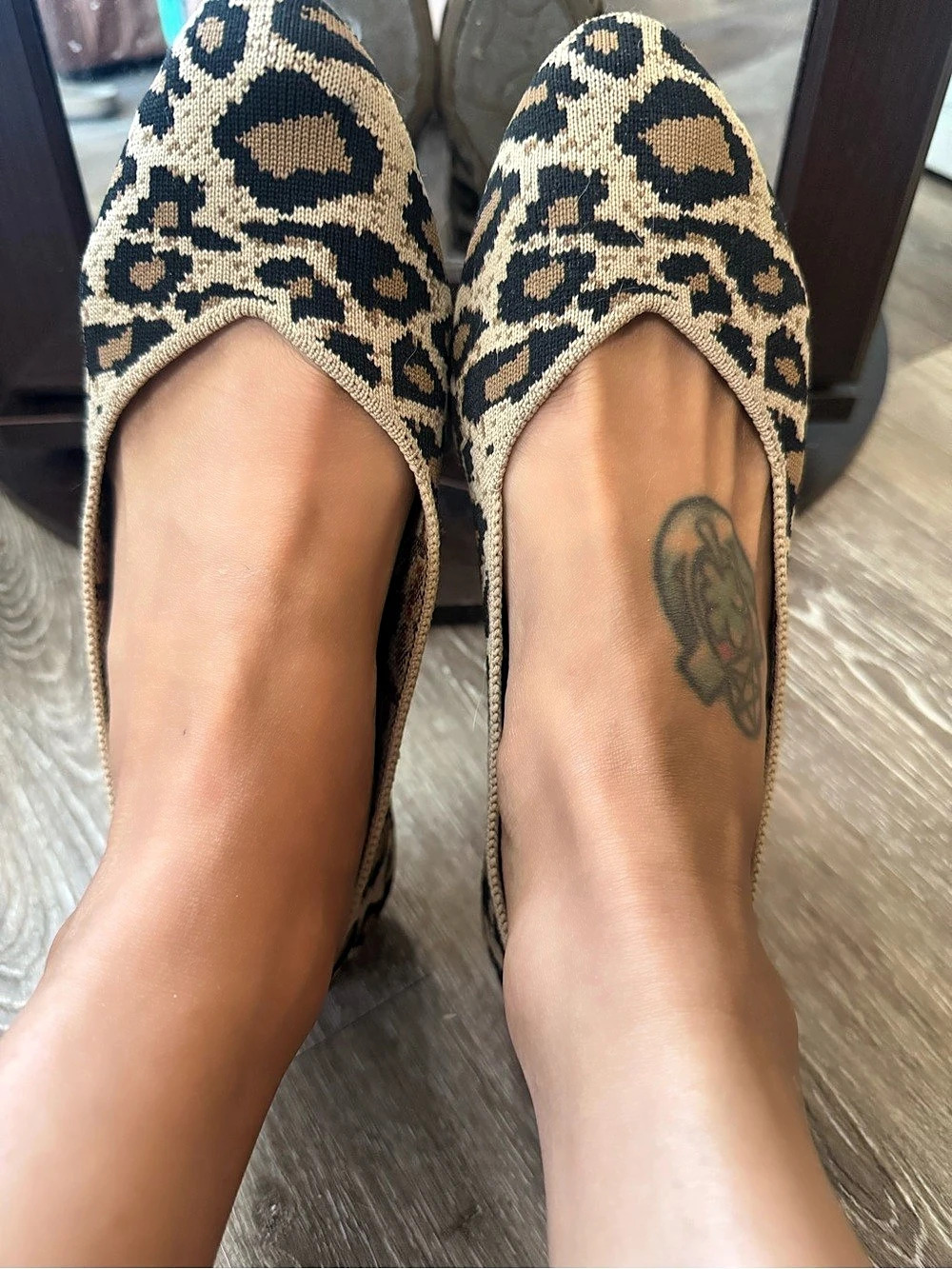 Skechers Cleo Claw-Some Leopard Print Ballet Flat Black & Tan US 9